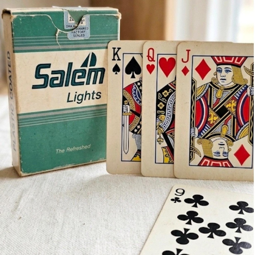 Vintage Salem Lights Cigarettes Playing Cards Plastic Coated Advertisement